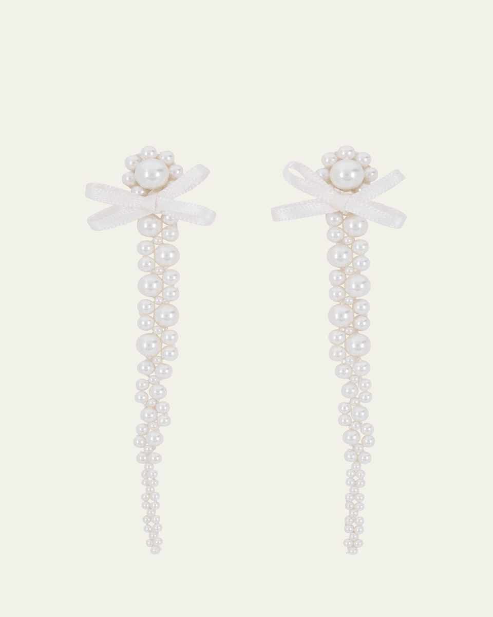 Petite Bow and Pearl Drip Earrings